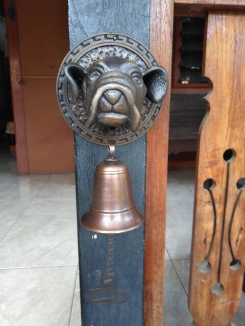 Vintage Antique Buldog Animal Head Brass DoorBell - Head Buldog Brass Doorbell With Express Shiping