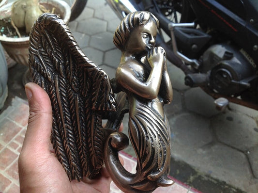 6.10" inches Vintage Brass Door Knocker  - Angel Mermaid Praying door knocker With Express Shiping