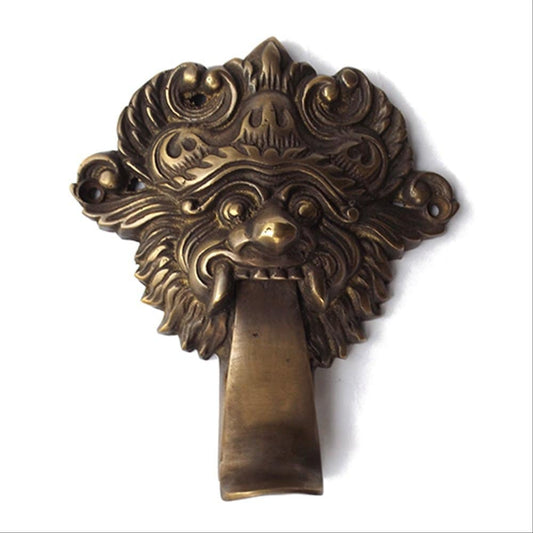 5.51" Inches Ancient VINTAGE Balinese BARONG Antique Brass Door Knocker
