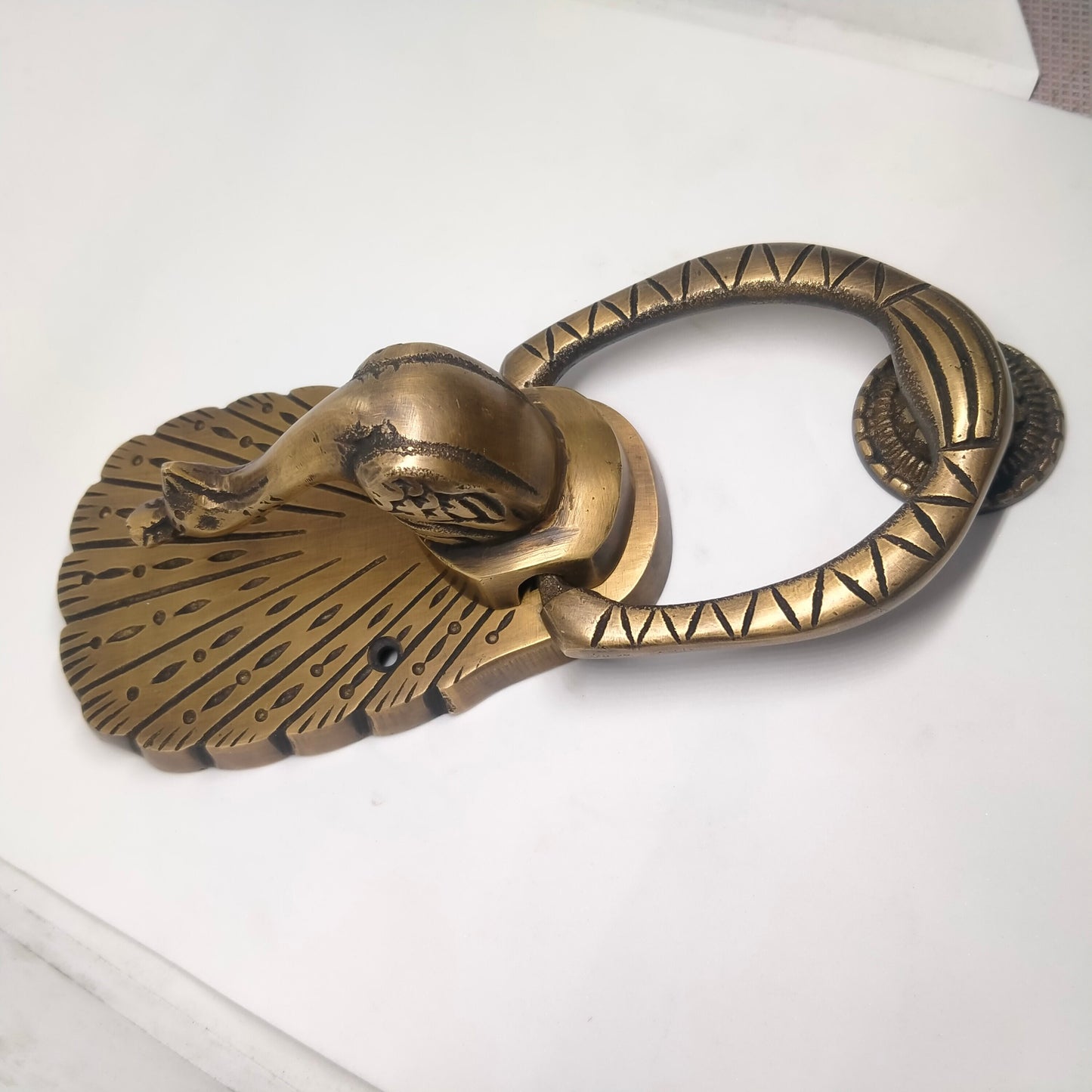 Solid Brass Door Knocker peacock 17cm | Peacock Brass door bell | Brass front door banger