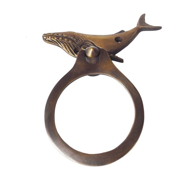 Antique Brass Door Knocker motif Humpback Whale