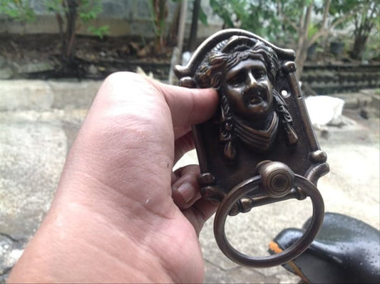6.50" in Antique Solid Brass Roman Head Door Knocker KET012 | Brass door banger  | brass door knocker