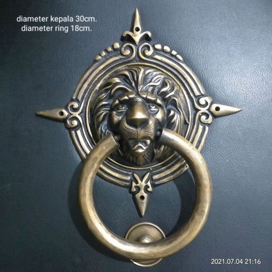11.81" Inches Vintage Big Lion Head Brass Door Knocker | Brass Door Pull Brass door bell With Expres Shiping