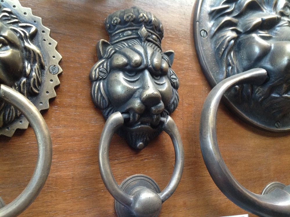 6.22" inches Solid Brass Lion King Head Front Door Knocker | Brass door banger | Door Hanger Decor
