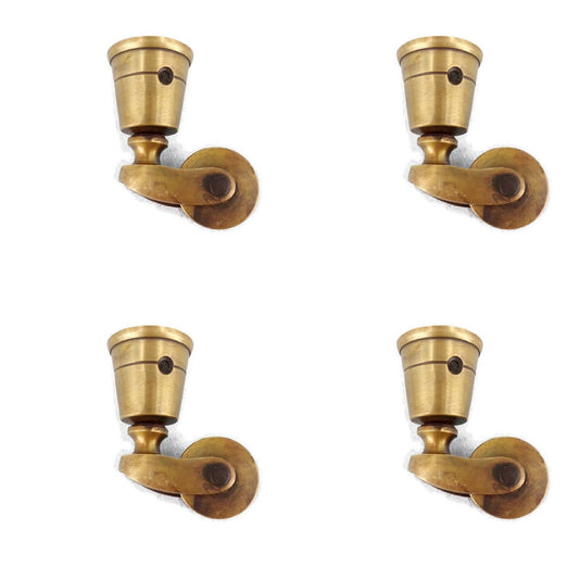 Lot of 4pieces small size Solid cast heavy brass cup castor wheel. 2.3/8" inches high Perfect for chair tables 6 cm 7/8 " top opening
