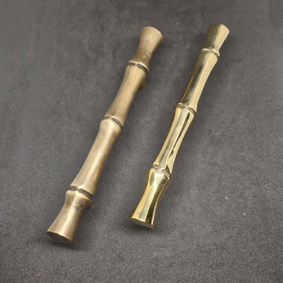 14cm lot of 4 pcs Kitchen Cabinet Bamboo Motif Solid Brass Door Handle