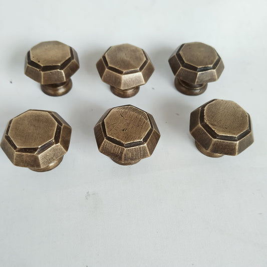 Lot of 6 pieces octagon bras knob | brass cabinet knob | Cabinet Handle, Trunk Handle, Gate Handle, Kitchen Drawer Pull