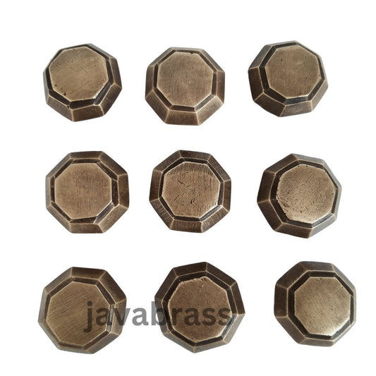 Lot of 9 pieces octagon brass knob | cabinet knob | Cabinet Handle, Trunk Handle, Gate Handle, Kitchen Drawer Pull