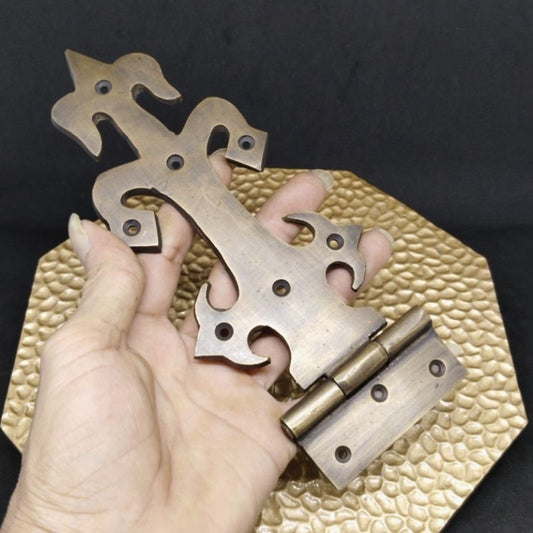1Pair(2Pcs) 8.66" Pair Vintage Old Anchor Motif  Solid Brass Hinges Door Hinge