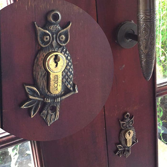 Set 2 Brass Owl Keyhole Lock plate cover Beautifull Brass Keyhole