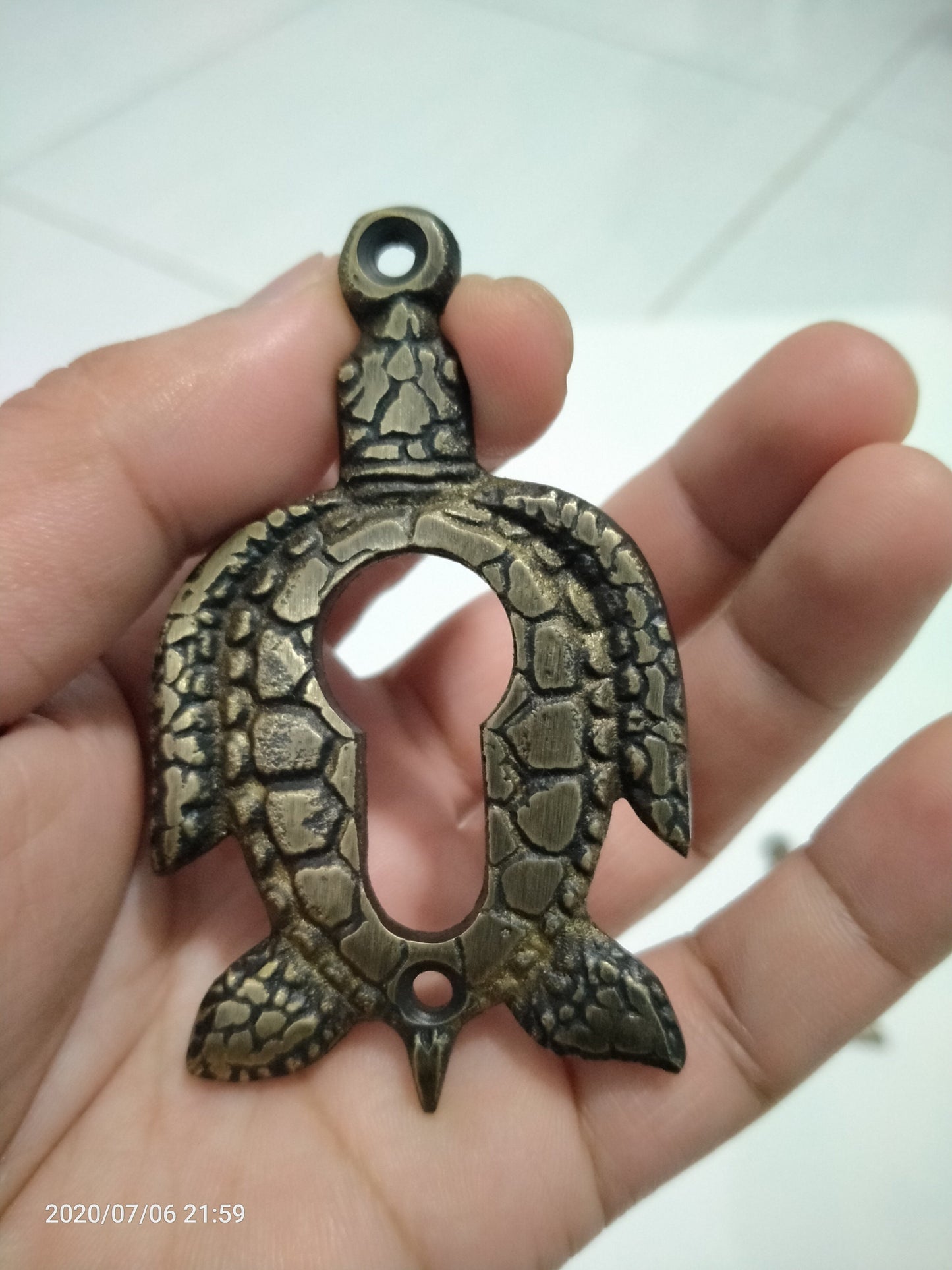 Set 2 Brass Turtle Keyhole Lock plate cover Beautifull Brass Key Hole Cover
