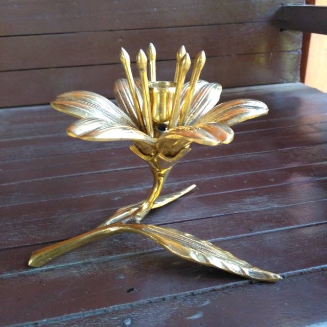AMAZING Lotus Flowers Brass Candle Holder