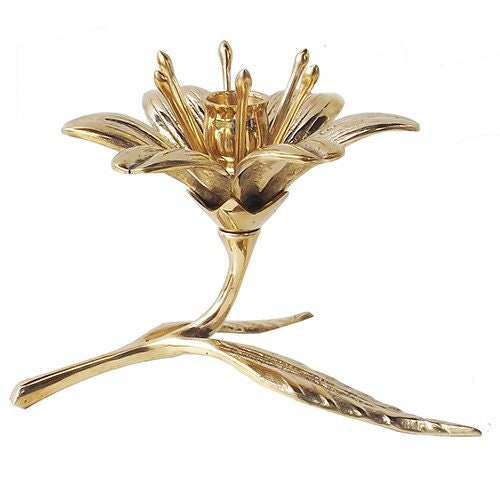 AMAZING Lotus Flowers Brass Candle Holder