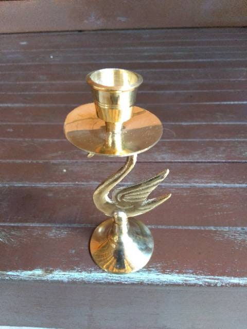1 Holes Swan Brass Candle Holder