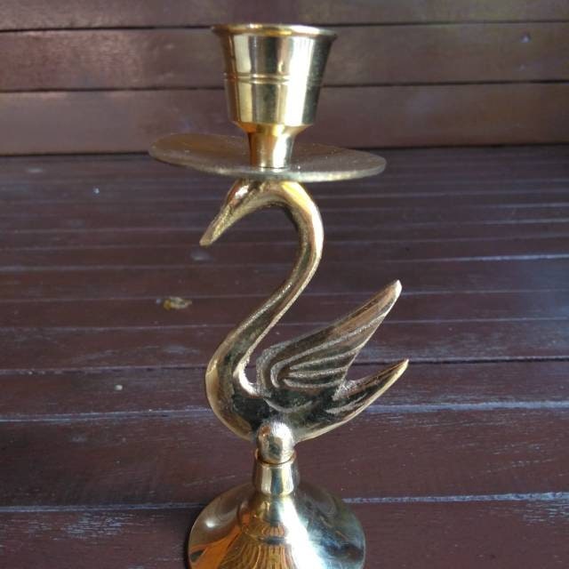 1 Holes Swan Brass Candle Holder