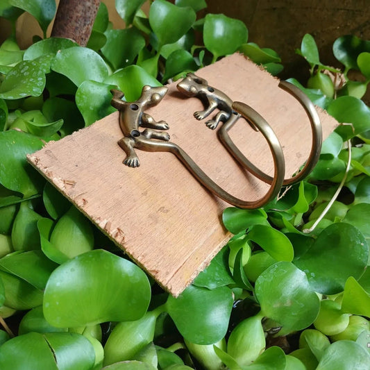 Lot of 2 pieces 2 brass Lizard Solid Brass Hook Old Style 12 cm Wall Mounted Old Style Wall Hook Wall Hanging
