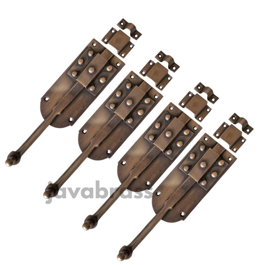 20cm Lot of 4pcs lightweight Heavy French Bolts Solid Antique Brass Old Style Door Flush slide