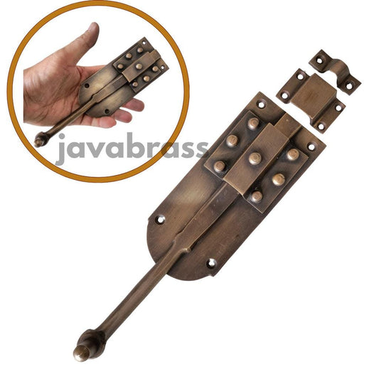 7.51 Set VINTAGE Gate Door Latch Slot Antique Solid Brass Door Safe Latch