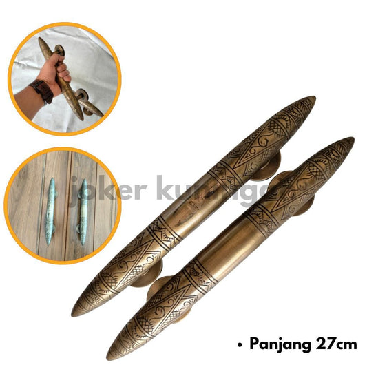 10.6" Pair / 2 Pieces Solid Brass Art Deco Tapered Horns Door Pull Handle | Cabinet Drawer Dresser Handle Pulls
