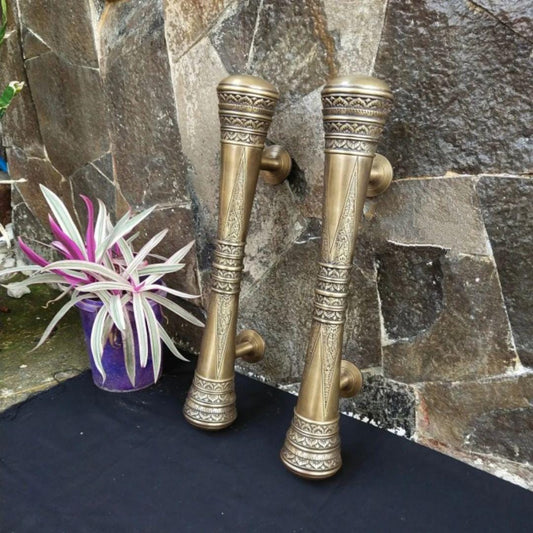 50cm Pair / 2pcs Set Vintage Carved Main Entry Brass Door Handle - Brass Dool Pull With Express Shiping