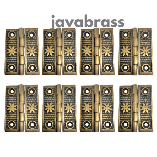 Lot Of 8Pieces Solid Brass Flower Leaf Hinge Vintage Cabinet Door Hinges