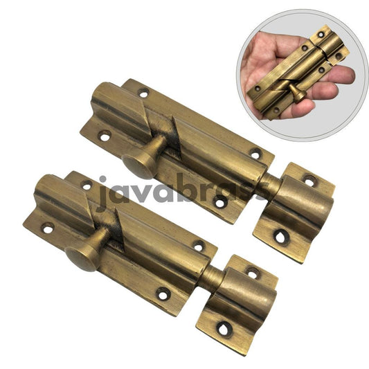 3" Inches Lot 2Pieces Vintage Antique Solid Brass Gate Door Latch Slot Antique Solid Brass Door Safe Latch