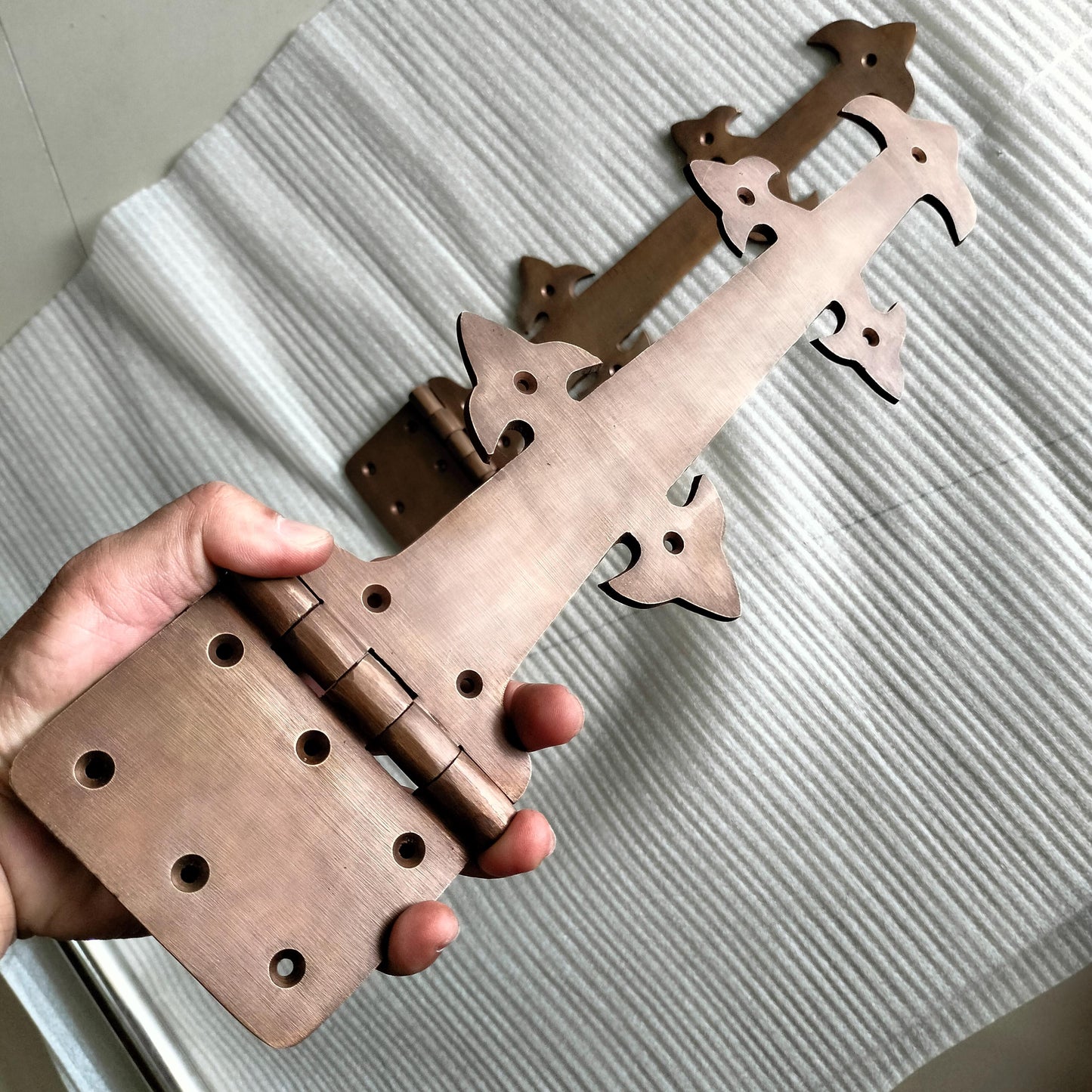 1Pair(2Pcs) 14" inch Pair Vintage Old Anchor Motif  Solid Brass Hinges Door Hinge