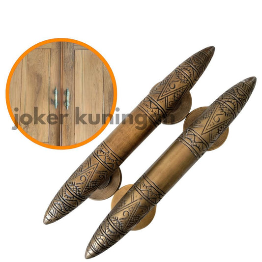 7.87" Pair Solid Brass Art Deco Tapered Horns Door Pull Handle | Cabinet Drawer Dresser Handle Pulls