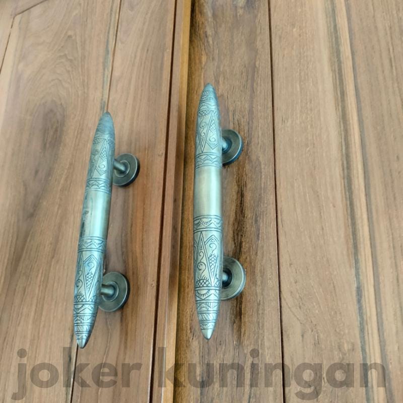 10.6" Pair / 2 Pieces Solid Brass Art Deco Tapered Horns Door Pull Handle | Cabinet Drawer Dresser Handle Pulls