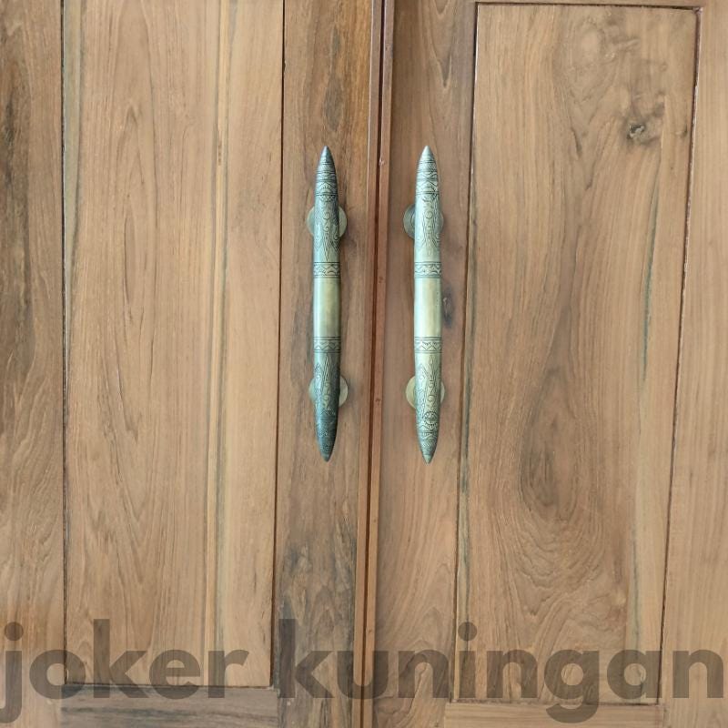 14.5" Pair Solid Brass Art Deco Tapered Horns Main Entry Brass Door Pull Handle | Cabinet Drawer Dresser Handle Pulls With Express Shiping