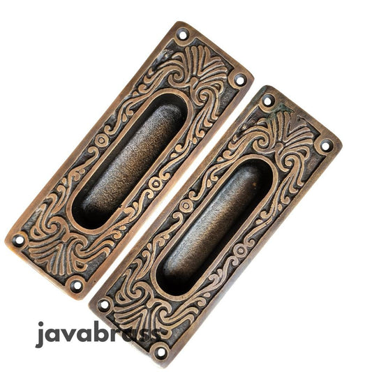 Pair Solid Brass Pull Sliding Door Cabinet Brass Knob Drawer Handle | Sliding door handle | sliding door pull | Brass door pull
