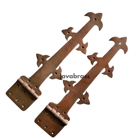 1Pair(2Pcs) 14" inch Pair Vintage Old Anchor Motif  Solid Brass Hinges Door Hinge