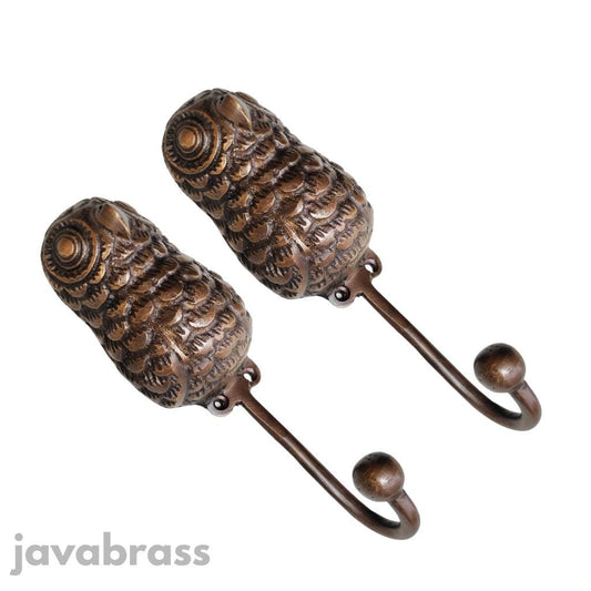 ANTIQUE OWL HOOK Hanger Solid Brass Vintage Hook Hat Coat Strong Wall Mount